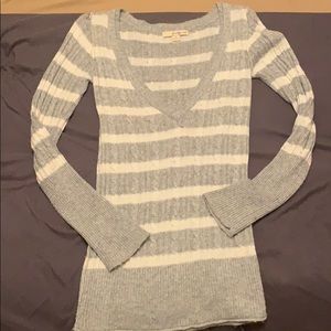 Grey and white striped sweater